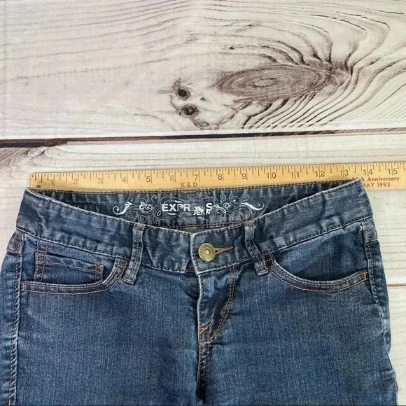 Express Jeans Blue Crop Jean Leggings Size 0 - Picture 11 of 15